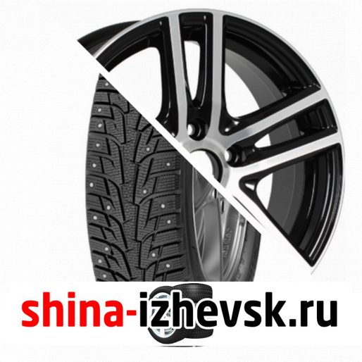 Колесо в сборе Hankook Winter i Pike RS W419 205/60 R15 T 91 + Tech Line 529 6xR15 4x100 ET38 DIA67.1 Глянцевый черный с полированной лицевой частью в Ижевске